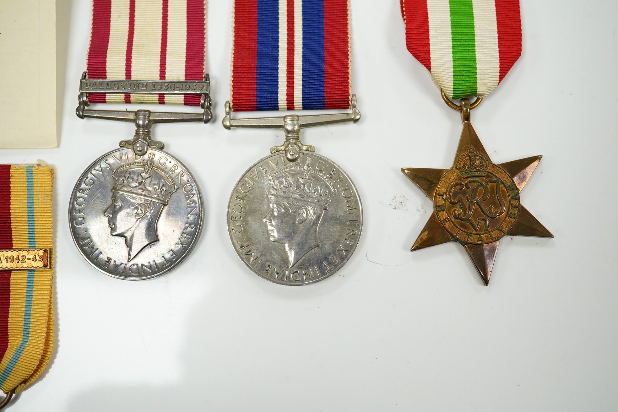 A WW2 Naval General Service Medal group of 6 with Palestine 1936-39 clasp to SSX.15520 H.Simons. A.B. R.N.